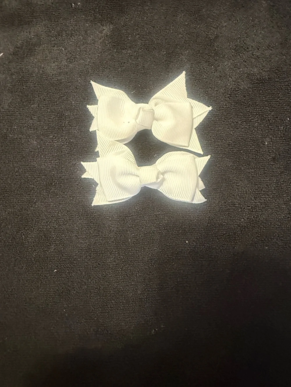 White Girls' Grosgrain Double Hair Bows - Set of 2
